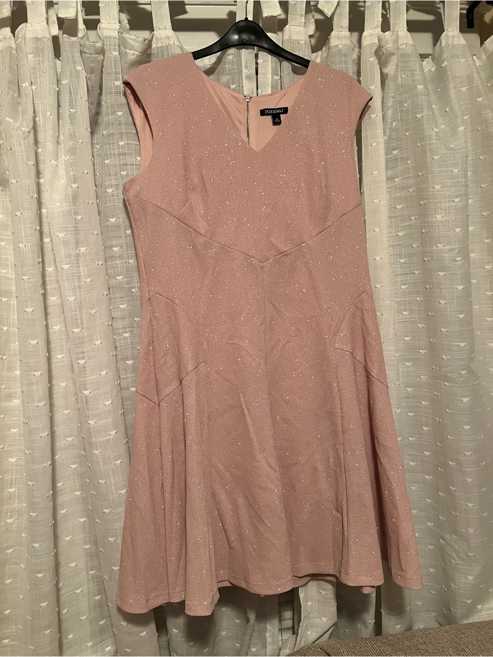 Roz & Ali Blush Pink Sparkle Midi Dress